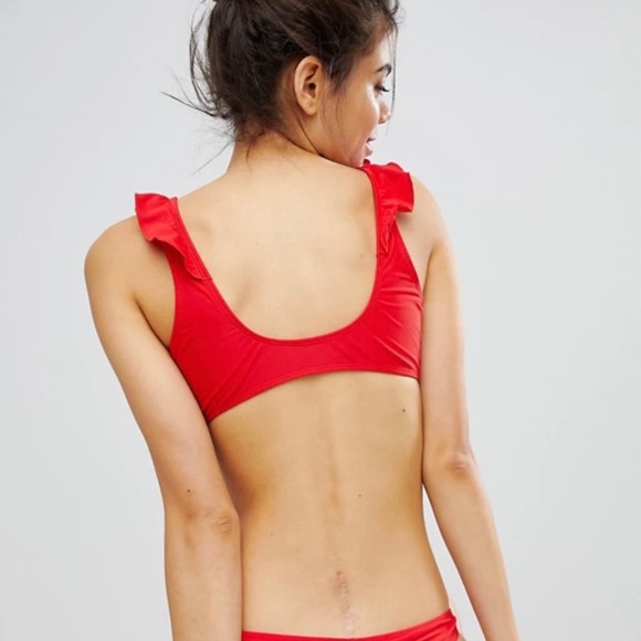 NWOT Red tie front bikini top - Picture 2 of 4